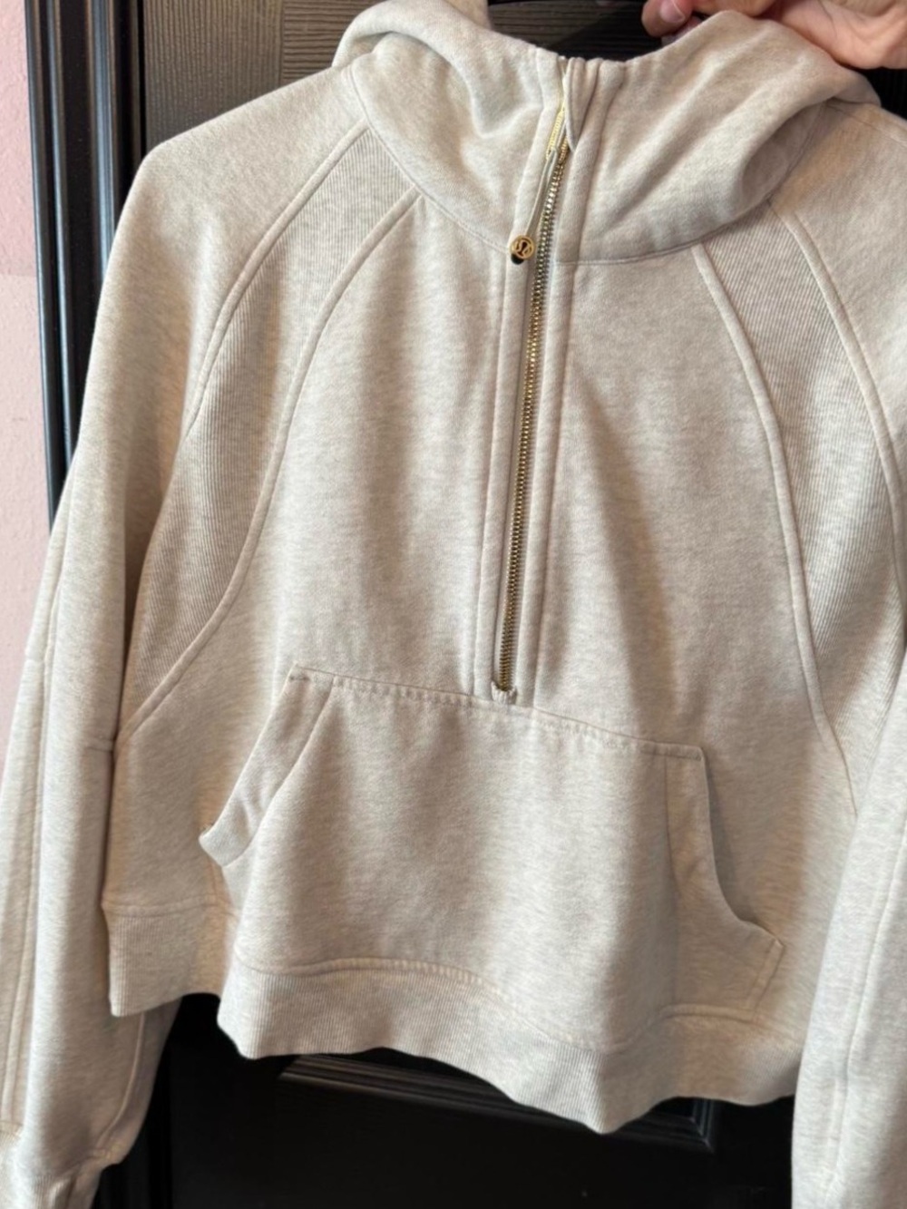 lululemon athletica Light Beige Half-Zip Hooded Pullover
